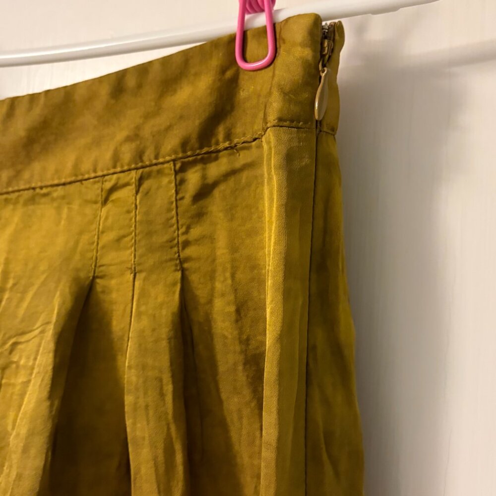 Maurie + Eve silky pleated wide leg pants size 2 US golden yellow boho hippie - Picture 6 of 9